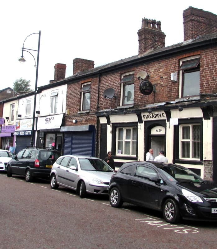 The Pineapple pub on an Edgeley street, Stockport